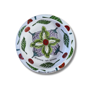 Sicilian handmade plate Plate De Simone pottery for Giusina Tasty Flower