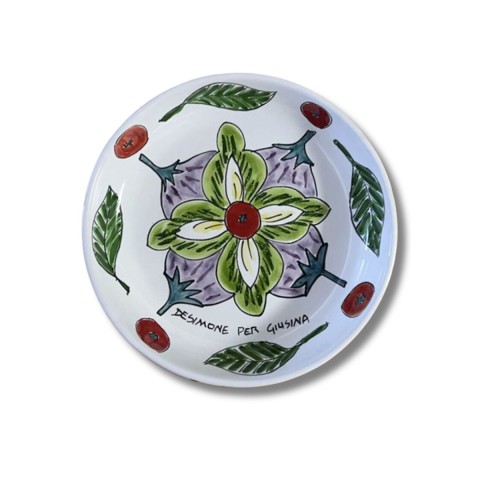 Sicilian handmade bottom plate Plate De Simone per Giusina Tasty Flower