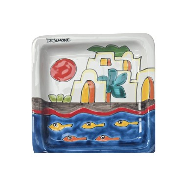 Dammusi handmade square plate 20x20cm Ceramiche De Simone