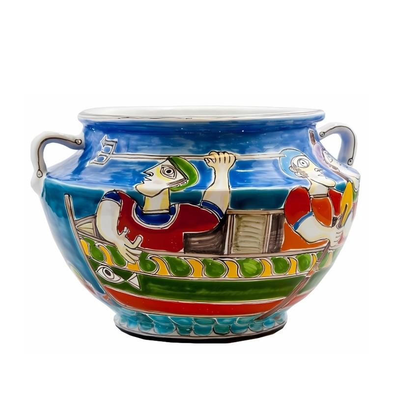 Sicilian Ceramic Vase DS Skipos Grecia VS658GR de simone pottery
