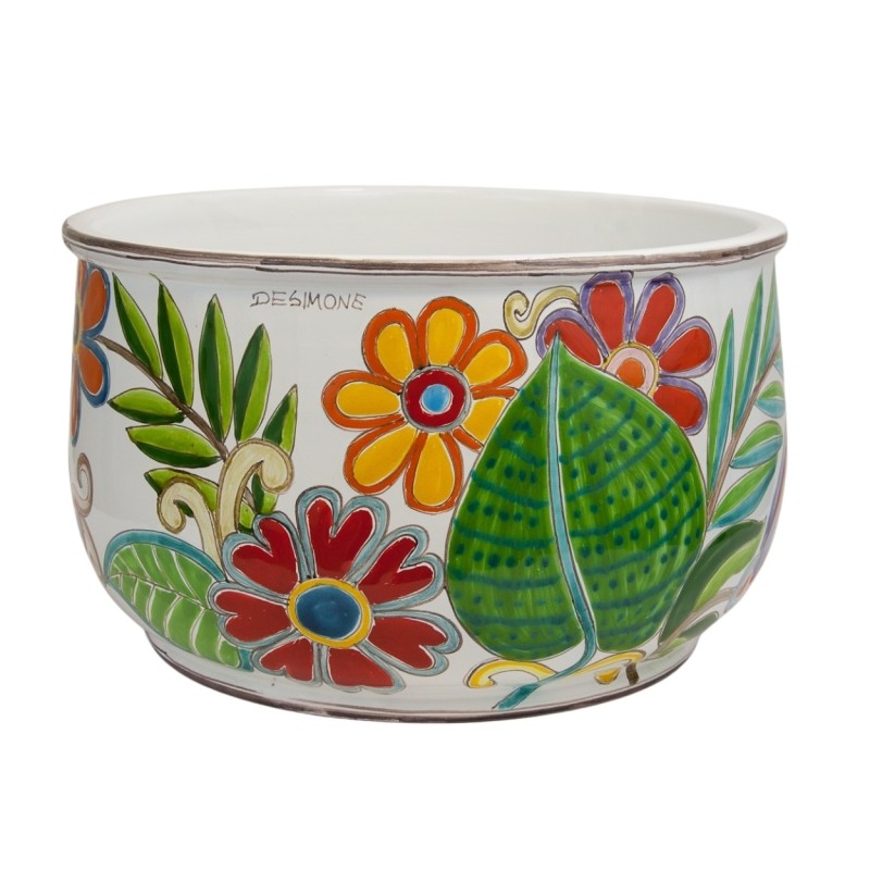 Vaso siciliano artigianale floreale ceramiche de simone DS Tell Halab Siria VS660GR