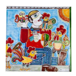 Pannello quadrato in ceramica Il Ladro di Galline