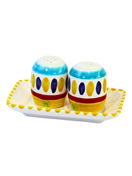 Salt and Pepper Shakers Lipari De Simone Sicilian handmade pottery