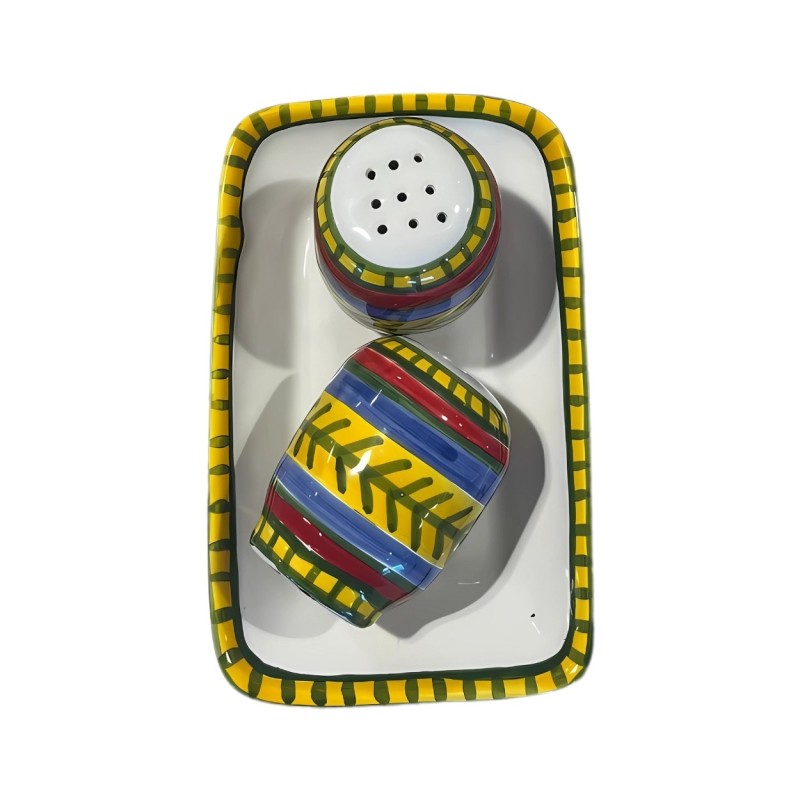 Handmade Salt Pepper Shakers Set Vulcano Sicilian Pottery De Simone
