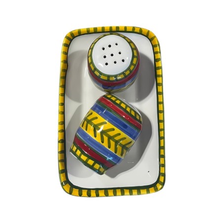 Handmade Salt Pepper Shakers Set Vulcano Sicilian Pottery De Simone