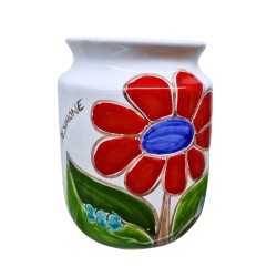 Vaso tondo artigianale ceramiche siciliane de simone Folk Margherita VS518FK