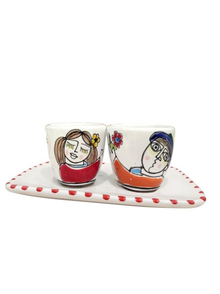 Set tazzine da caffè con vassoio Innamorati ceramiche de simone