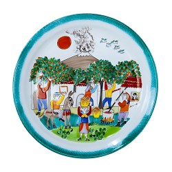 Piatto Tondo Folk Raccolta delle Arance PT45FK