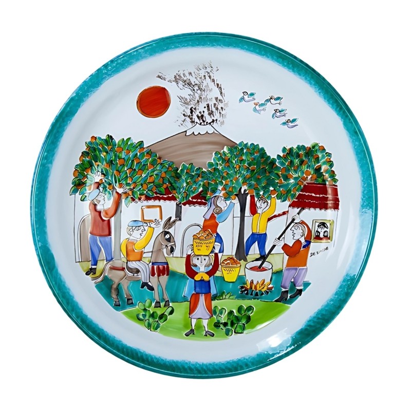Piatto Tondo Folk Raccolta delle Arance PT45FK