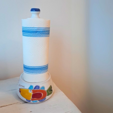 Handmade sicilian Kitchen roll holder Folk Fish Ceramiche De Simone