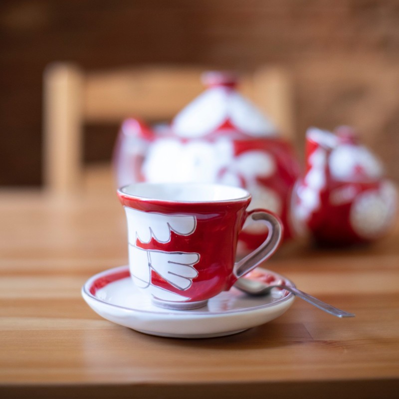 Ceramic handmade Tea cup with saucer TZ72CN de simone pottery