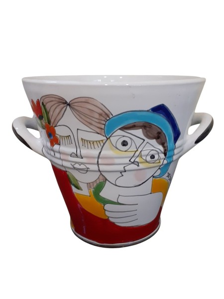 Secchiello porta-ghiaccio Folk Fidanzati ceramiche de simone artigianali siciliane