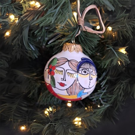 Palla di Natale Fidanzati Folk Ceramiche Artigianali Siciliane De Simone