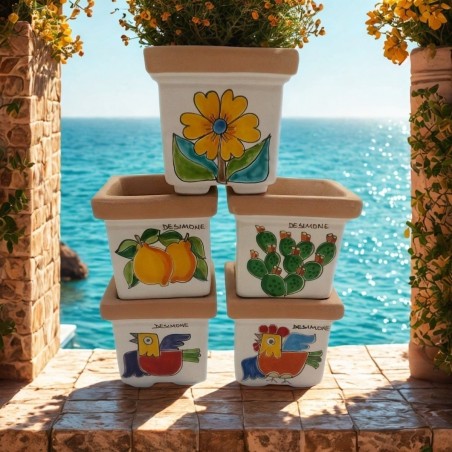 vasi quadrati portapianta siciliani artigianali ceramiche de simone