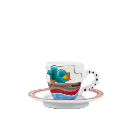 Tazzina da caffè Piattino Dammusi ceramiche de simone Mangiallegro TZZ56DA