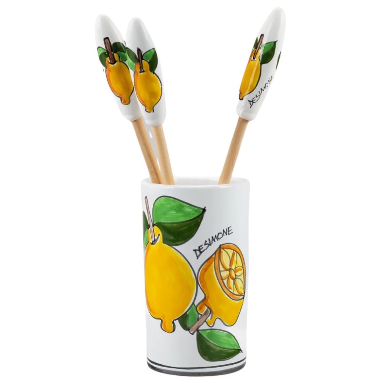 Set utensili da cucina folk limoni ceramiche artigianali siciliane de simone