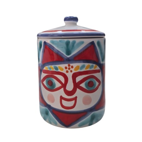 Handmade sicilian ceramic container with lid Salina de simone pottery