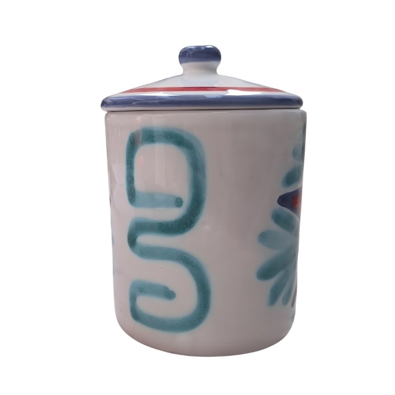 Handmade sicilian ceramic spices container with lid Salina de simone pottery