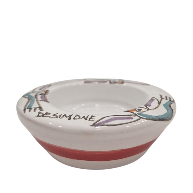 Handmade Round tealight candle holder Folk Birds Ceramiche De Simone
