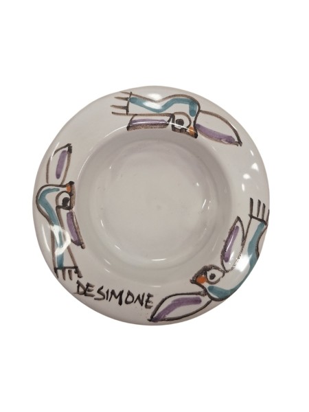 Round tealight candle holder Folk Birds Ceramiche De Simone