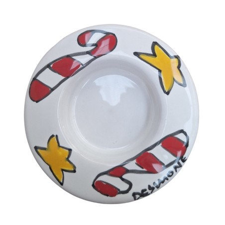 Portalumino candela tealight tondo Folk Natale Ceramiche De Simone
