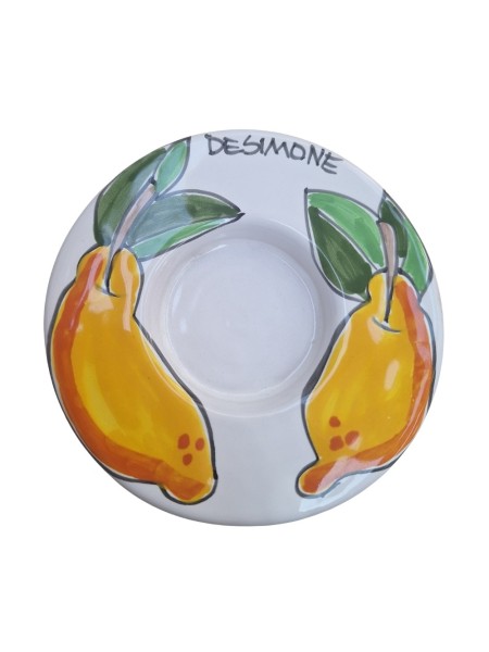 Porta lumino candela tealight tondo Folk Limoni Ceramiche De Simone