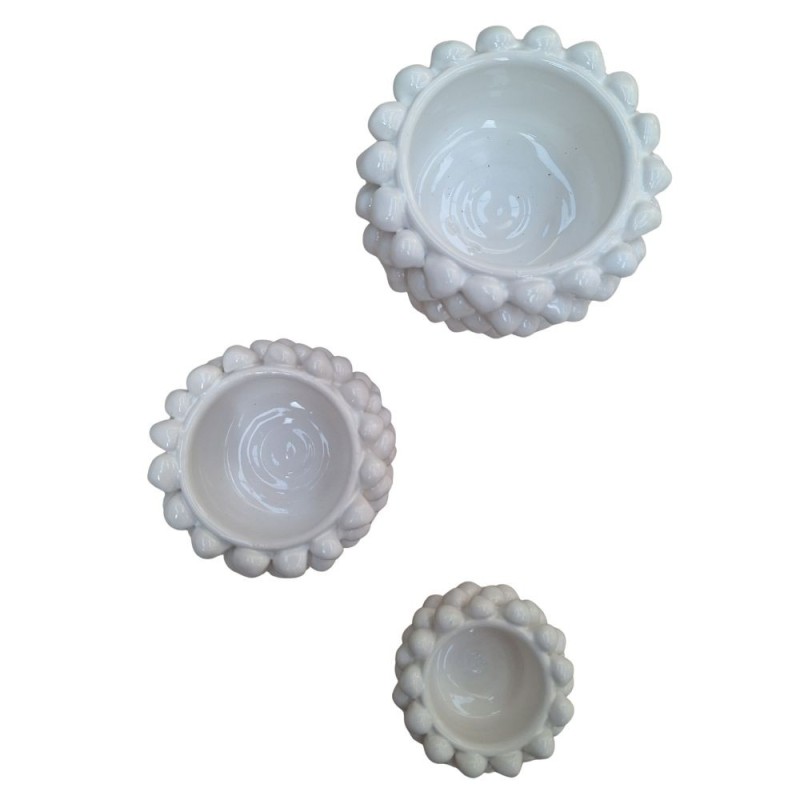White Pine cone cachepot with base handmade sicilian pot Ceramiche De Simone