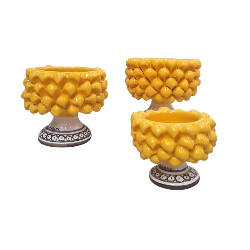 Cachepot pigna con piede giallo Ceramiche De Simone