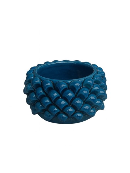 Blue Pine cone cachepot handmade sicilian pot Ceramiche De Simone