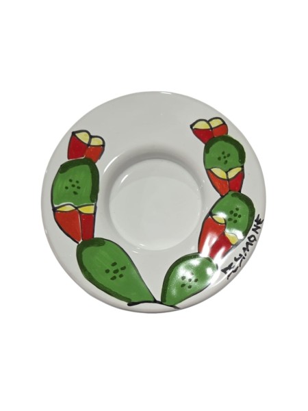 Porta lumino candela tealight tondo Folk Fichi d'India Ceramiche De Simone