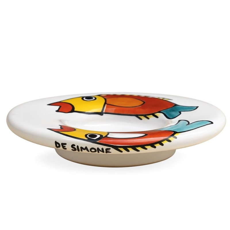 Handmade Round tealight candle holder Fish Ceramiche De Simone
