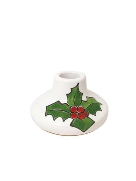 Porta candela lunga tondo Folk agrifoglio Ceramiche De Simone