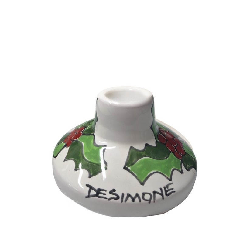 Handmade long candle holder holly Ceramiche De Simone