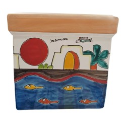 Square plant pot Dammusi De Simone Sicilian handmade pottery