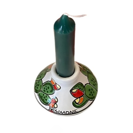 Porta candela lunga tondo Fichi d'India Folk Ceramiche De Simone