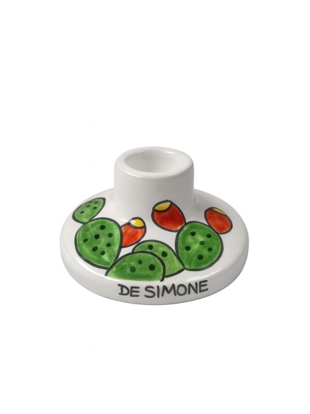 Round long candle holder Prickly Pear Ceramiche De Simone