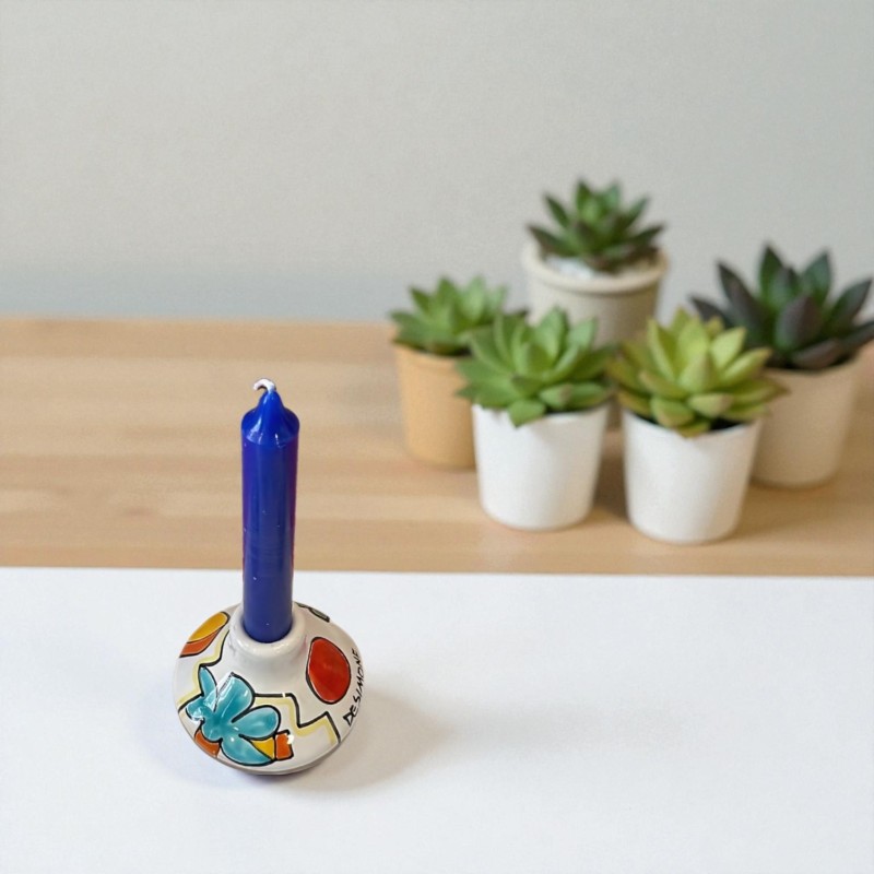 Handmade sicilian ceramic Long candle holder Dammusi De Simone Pottery