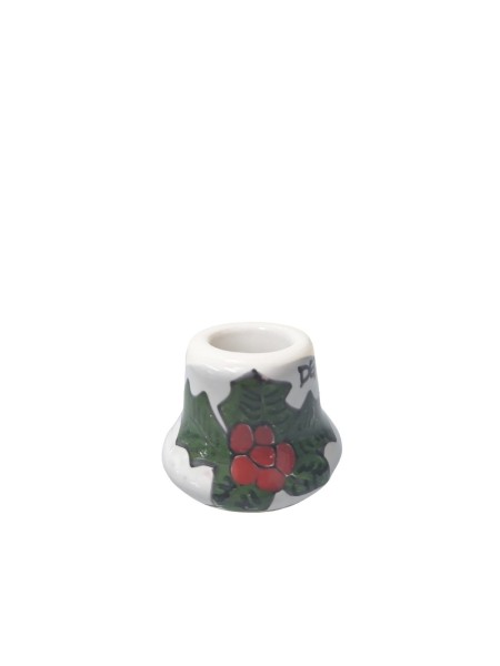 Small round long candle holder holly Ceramiche De Simone