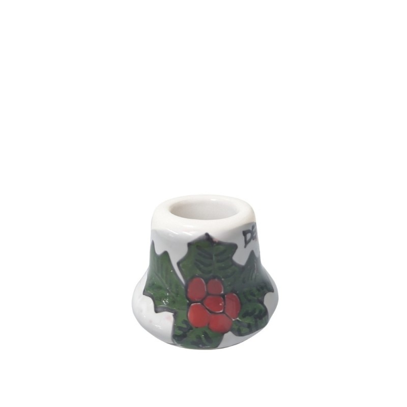 Small round long candle holder holly Ceramiche De Simone