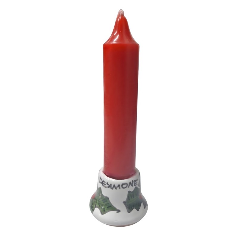 Porta candela lunga piccolo tondo agrifoglio Folk Ceramiche De Simone