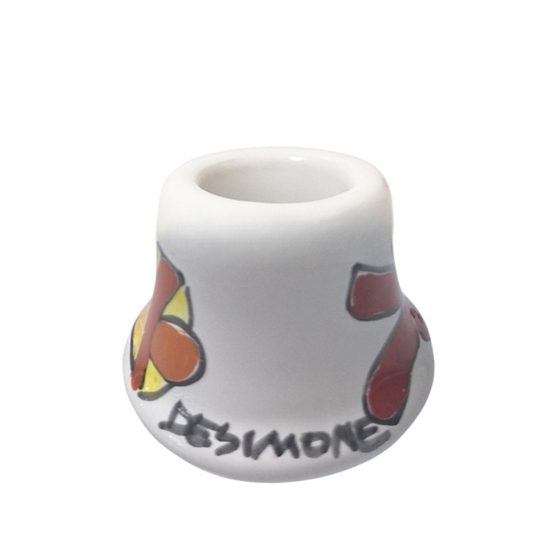 Small handmade round long candle holder bell Ceramiche De Simone