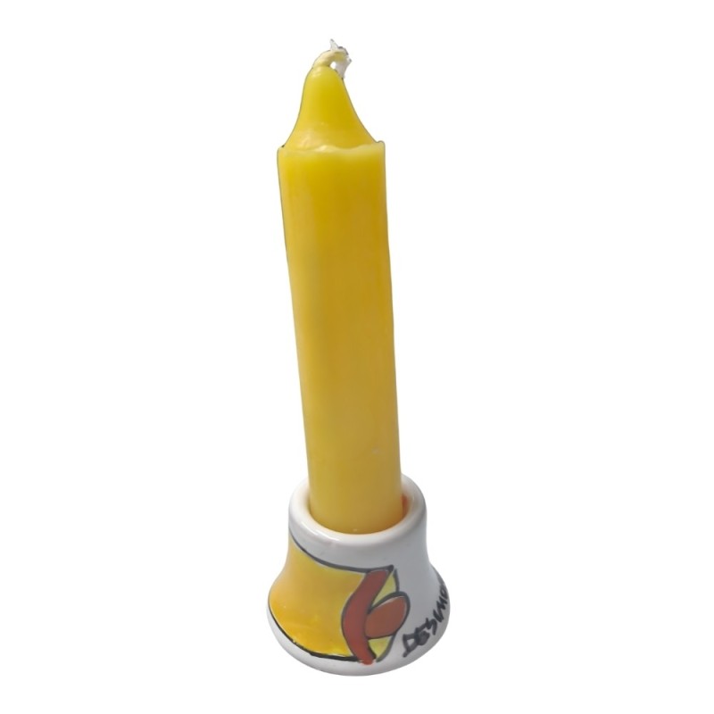 Small sicilian ceramic round long candle holder bell Ceramiche De Simone