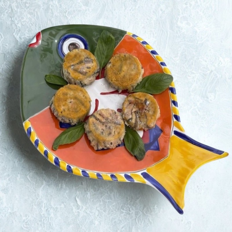 Handmade sicilian ceramic Fish Plate PT1PE De Simone Pottery