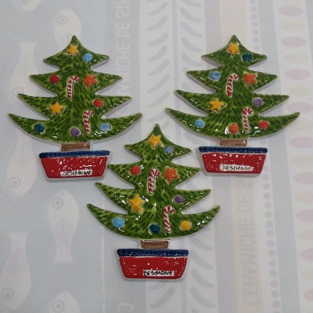 Albero di Natale in bassorilievo dipinto a mano Ceramiche De Simone