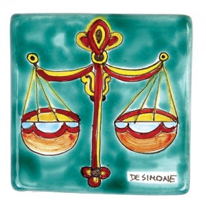 Tozzetto segno zodiacale Bilancia ceramiche de simone