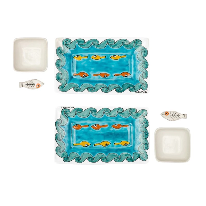 Handmade sicilian ceramic Sushi set Gadir De Simone Pottery