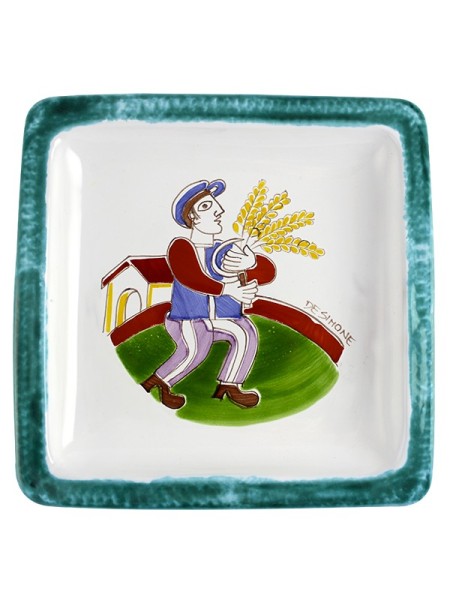 Square Plate Folk PQFK-7 Grain Harvest