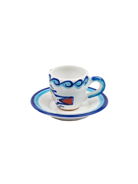 Ceramic Coffee Cup with Saucer Levante desimone pottery TZZ56LE