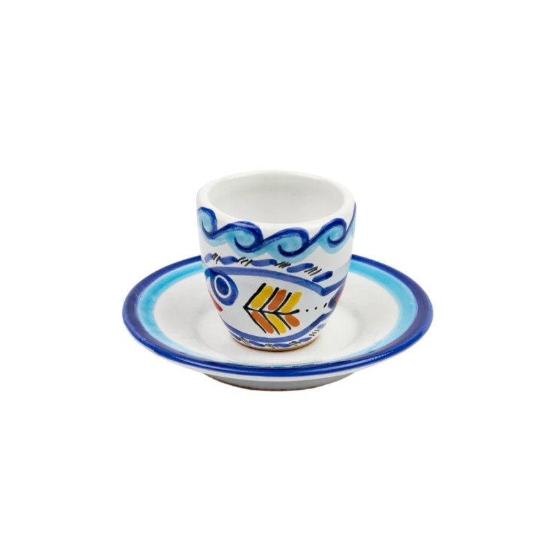 Ceramic Coffee Cup with Saucer Levante desimone sicilian pottery TZZ56LE