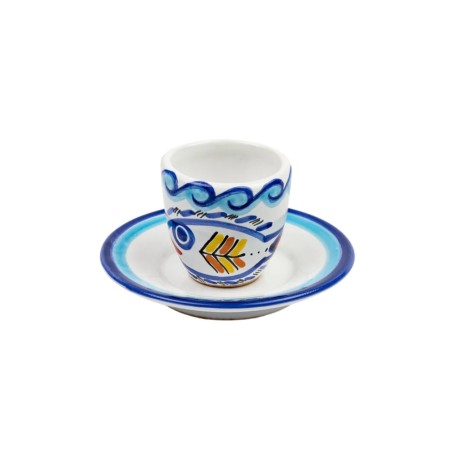 Ceramic Coffee Cup with Saucer Levante desimone sicilian pottery TZZ56LE